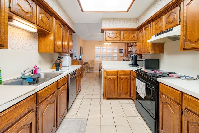 kitchen featuring sink, light tile patterned flooring, and stainless steel appliances