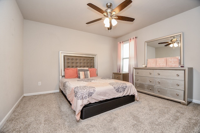 bedroom with carpet flooring and ceiling fan