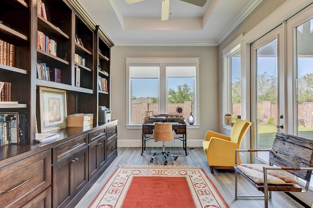 office area featuring plenty of natural light and light wood-type flooring