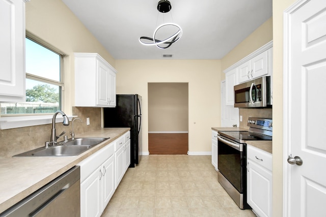 kitchen with white cabinetry, sink, and stainless steel appliances