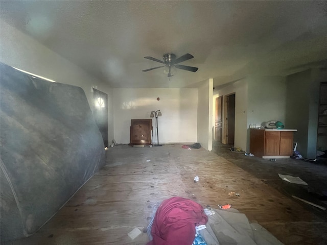 living room with ceiling fan