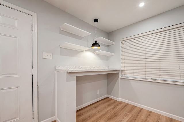 interior space with light hardwood / wood-style floors