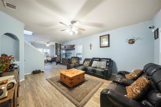 living room featuring light wood-type flooring