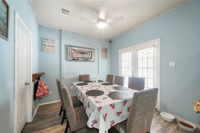17039 Midships Way, Crosby, TX 77532 - dining space featuring ceiling fan and hardwood / wood-style flooring