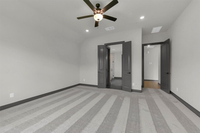 16179 Sheridan River Trl, Conroe, TX 77302 - unfurnished bedroom featuring recessed lighting, baseboards, light carpet, and a ceiling fan