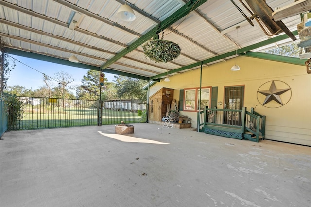 view of patio with an outdoor fire pit