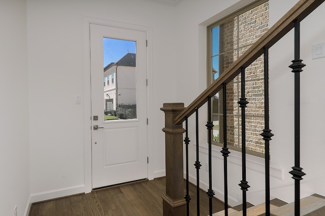 entrance foyer with dark wood-type flooring