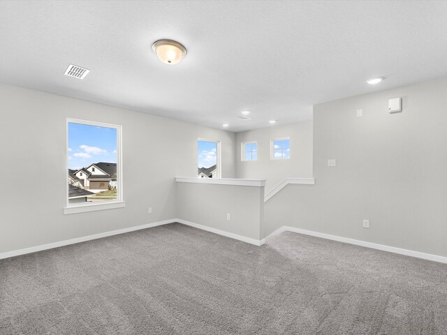 carpeted spare room featuring a wealth of natural light