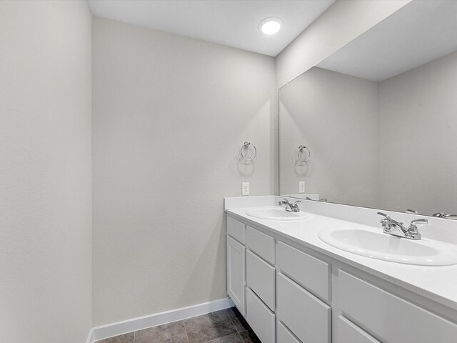 bathroom with vanity and tile patterned floors