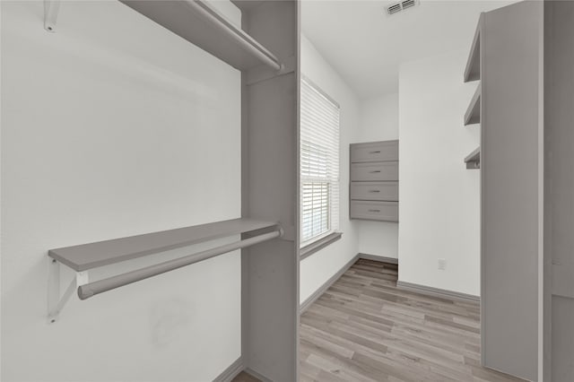 walk in closet featuring light wood-type flooring