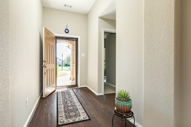 entrance foyer with dark hardwood / wood-style floors