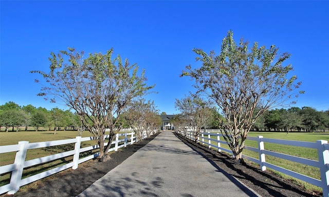 view of road featuring a rural view