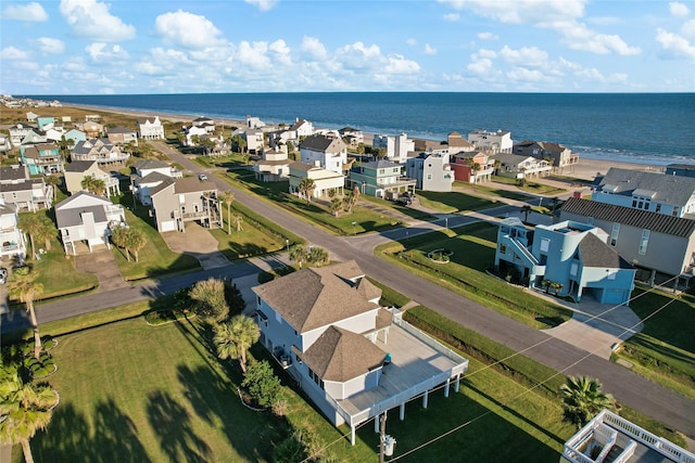 aerial view featuring a residential view and a water view