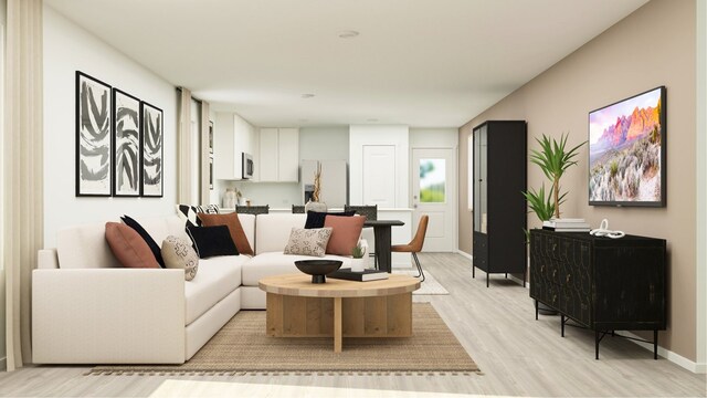 living room with light hardwood / wood-style floors