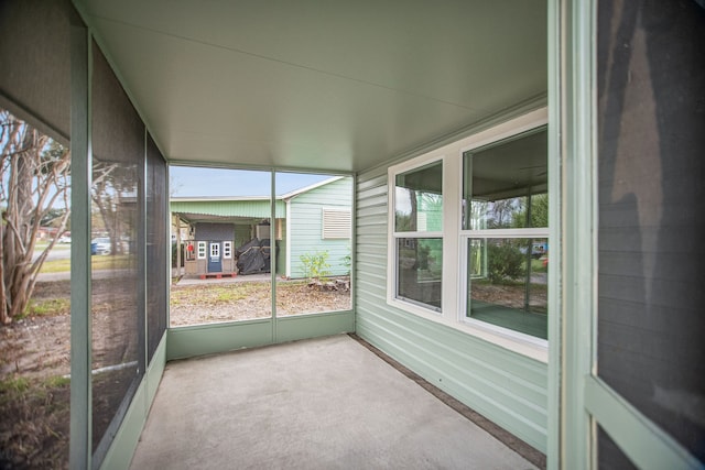 view of unfurnished sunroom