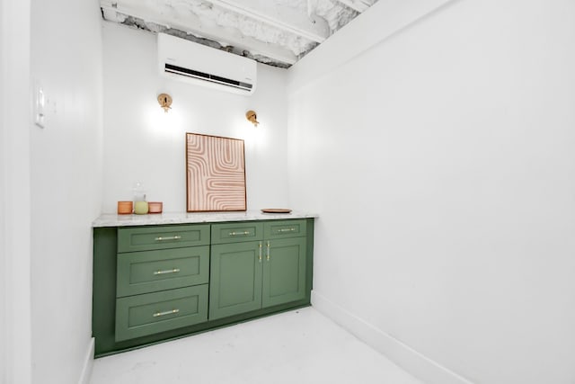 bathroom featuring concrete flooring and a wall unit AC