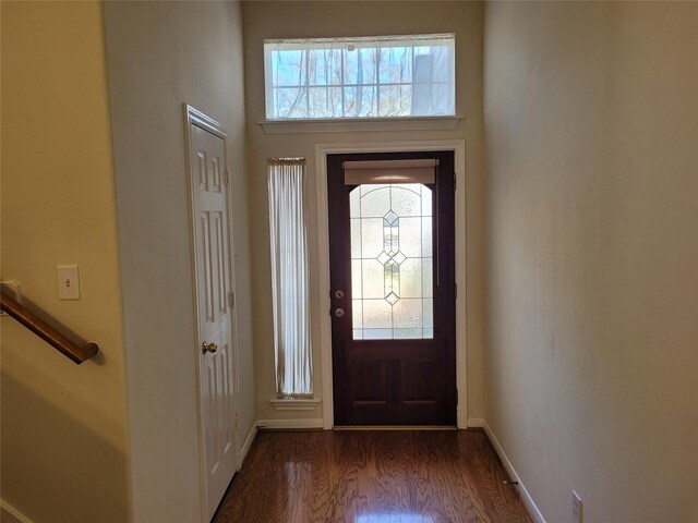 foyer entrance with dark hardwood / wood-style floors