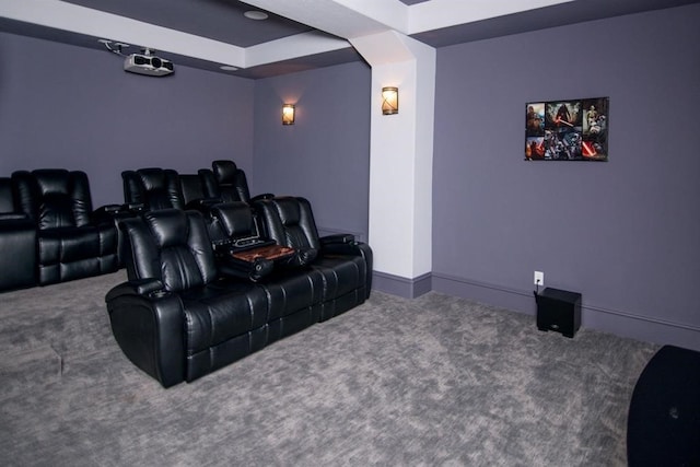 view of carpeted home theater room