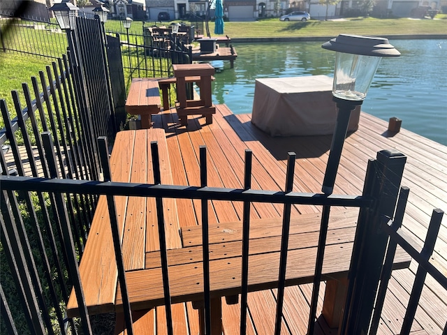 view of dock featuring a water view