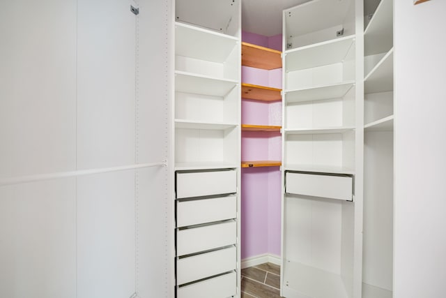 spacious closet with hardwood / wood-style floors