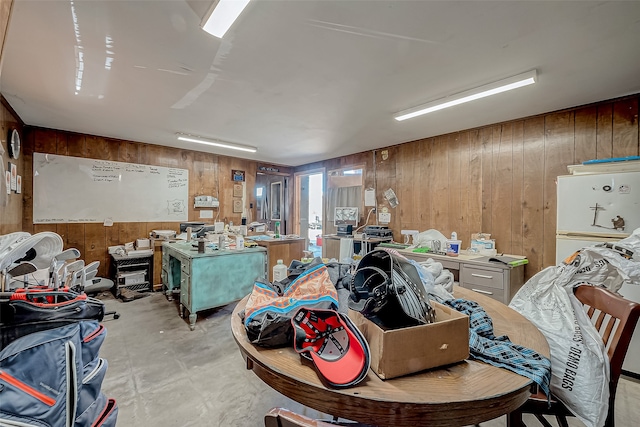 interior space with wood walls