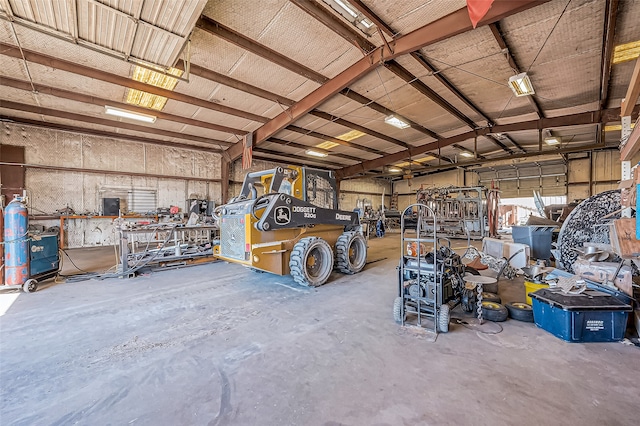 garage featuring a workshop area