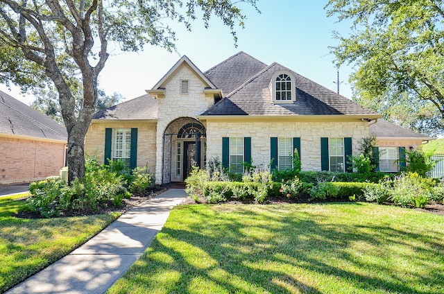 view of front of home with a front yard