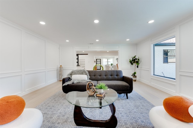 living room featuring light hardwood / wood-style flooring