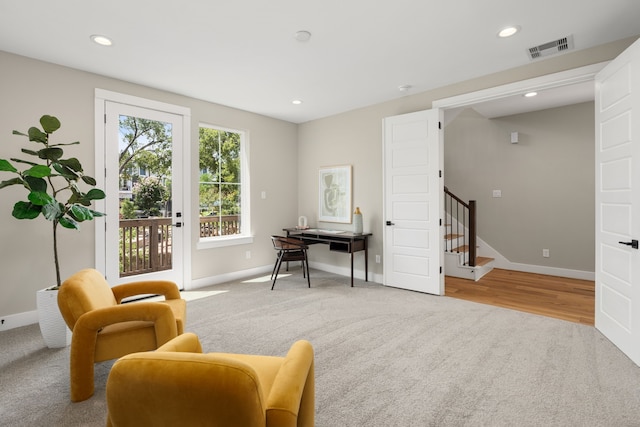 office featuring light hardwood / wood-style flooring