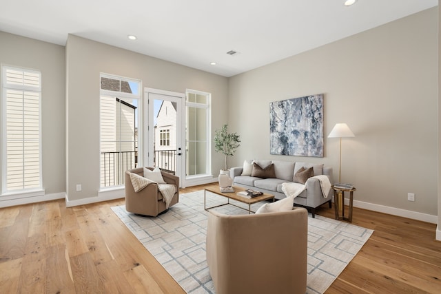 living room featuring light hardwood / wood-style flooring