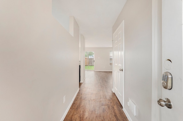 hall featuring dark hardwood / wood-style flooring