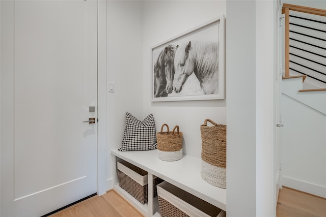 mudroom featuring light wood-type flooring