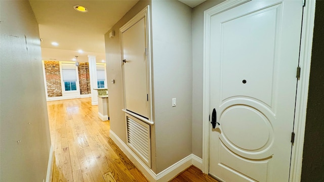 corridor featuring light wood-type flooring