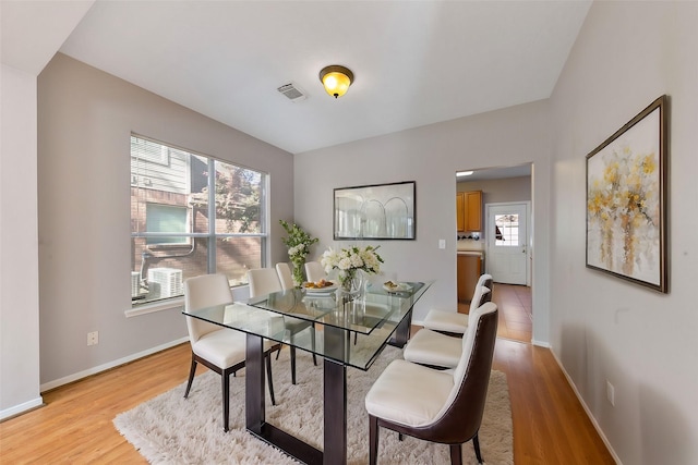 dining room with light hardwood / wood-style floors