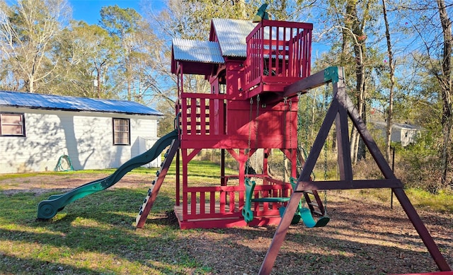 view of play area with a lawn