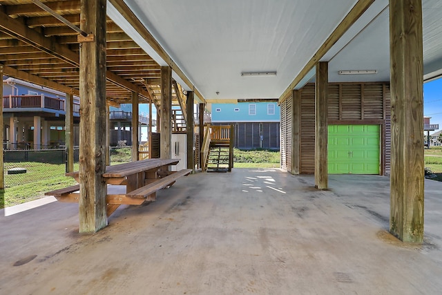 view of patio / terrace with a garage