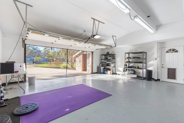 garage with a garage door opener