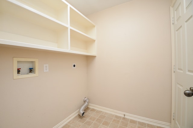 laundry area with electric dryer hookup and hookup for a washing machine