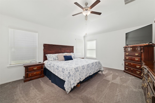 bedroom featuring carpet flooring and ceiling fan