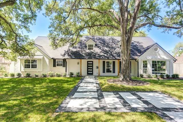 cape cod home with a front lawn