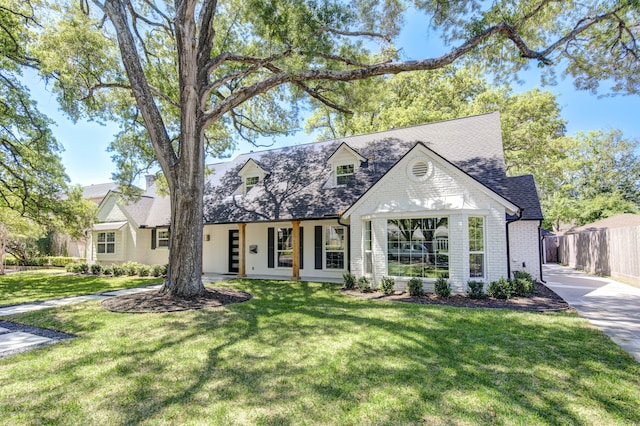 view of front of home featuring a front lawn