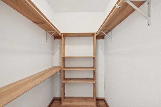 walk in closet featuring hardwood / wood-style flooring