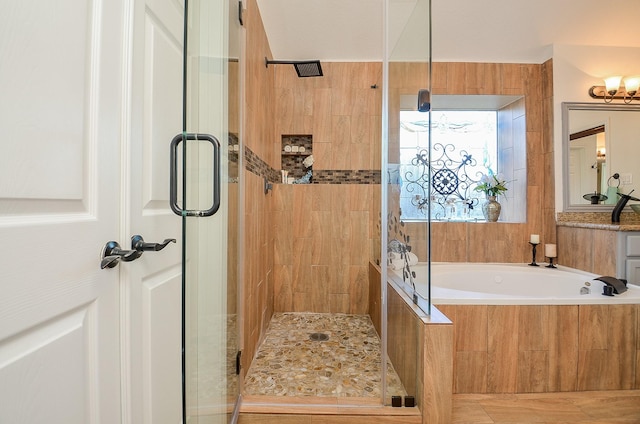 bathroom with independent shower and bath