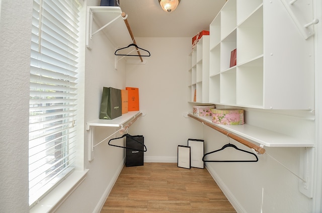 spacious closet with light wood-type flooring