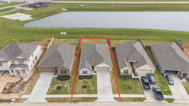 676 Imperial Loop, Alvin, TX 77511 - bird's eye view with a water view and a residential view
