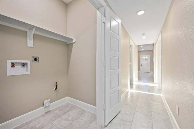 washroom featuring hookup for an electric dryer and washer hookup