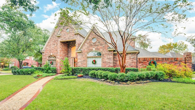 tudor home featuring a front yard