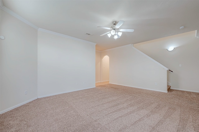 interior space featuring ceiling fan and carpet floors