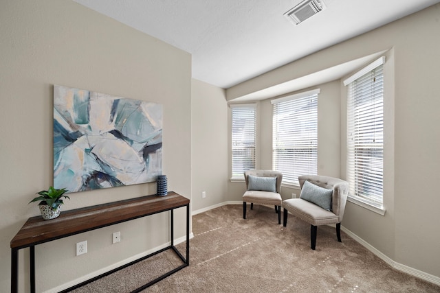 sitting room with light carpet