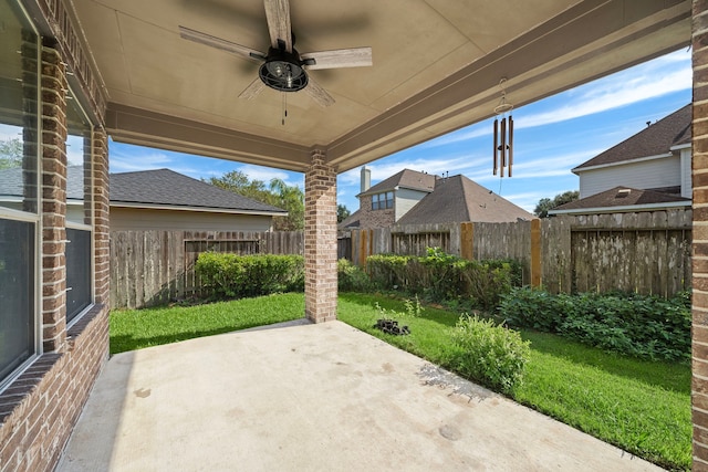 view of patio / terrace featuring ceiling fan